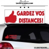 Sticker Prevention Voiture - GARDEZ VOS DISTANCES ! avec pouce