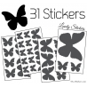 31 Stickers Papillons 10 à 2 cm