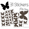 31 Stickers Papillons 10 à 2 cm