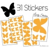 31 Stickers Papillons 10 à 2 cm