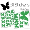 31 Stickers Papillons 10 à 2 cm