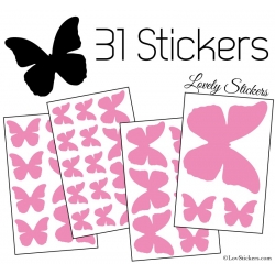 31 Stickers Papillons 10 à 2 cm