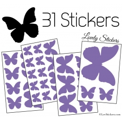 31 Stickers Papillons 10 à 2 cm