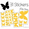 31 Stickers Papillons 10 à 2 cm