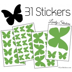 31 Stickers Papillons 10 à 2 cm