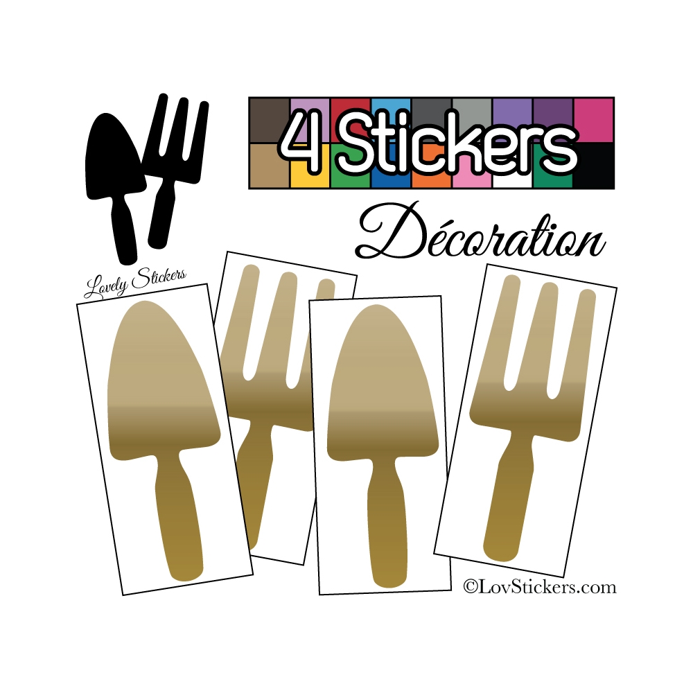 4 Stickers Pelles et Râteaux Jardinage 14 cm