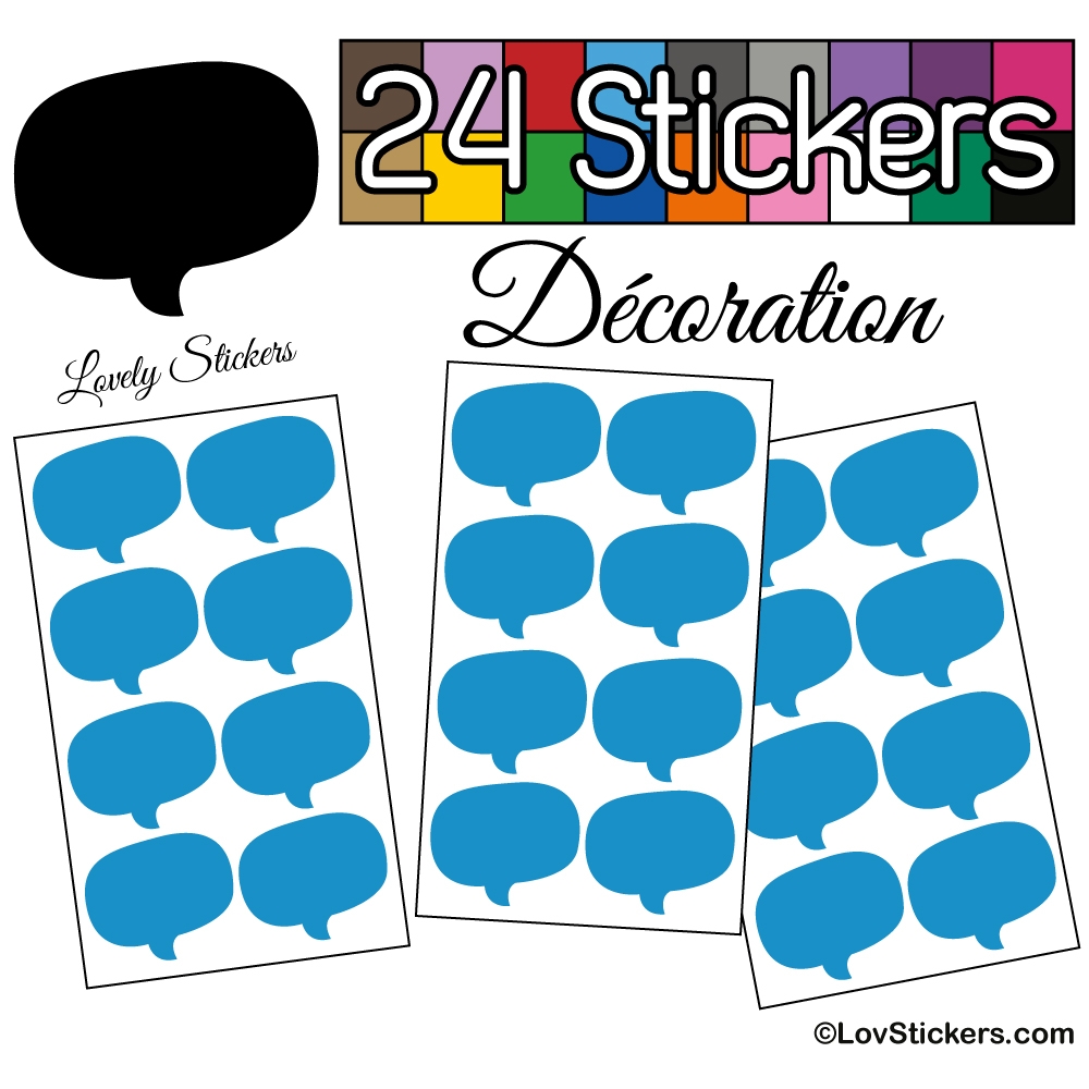 24 Stickers Bulles - bleu ciel - Autocollant Décoration Intérieur