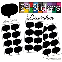 24 Stickers Bulles - noir - Autocollant Décoration Intérieur