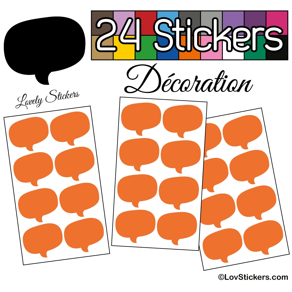24 Stickers Bulles - orange pastel - Autocollant Décoration Intérieur