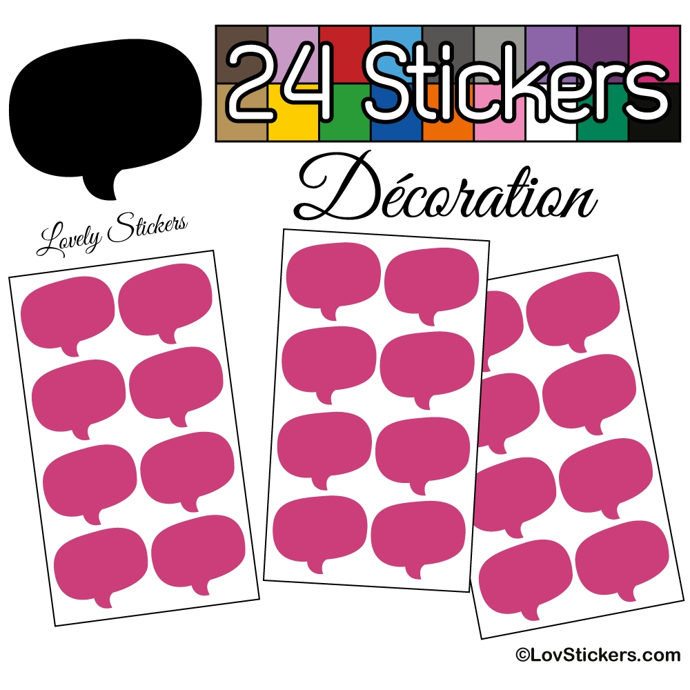 24 Stickers Bulles - rose fushia - Autocollant Décoration Intérieur