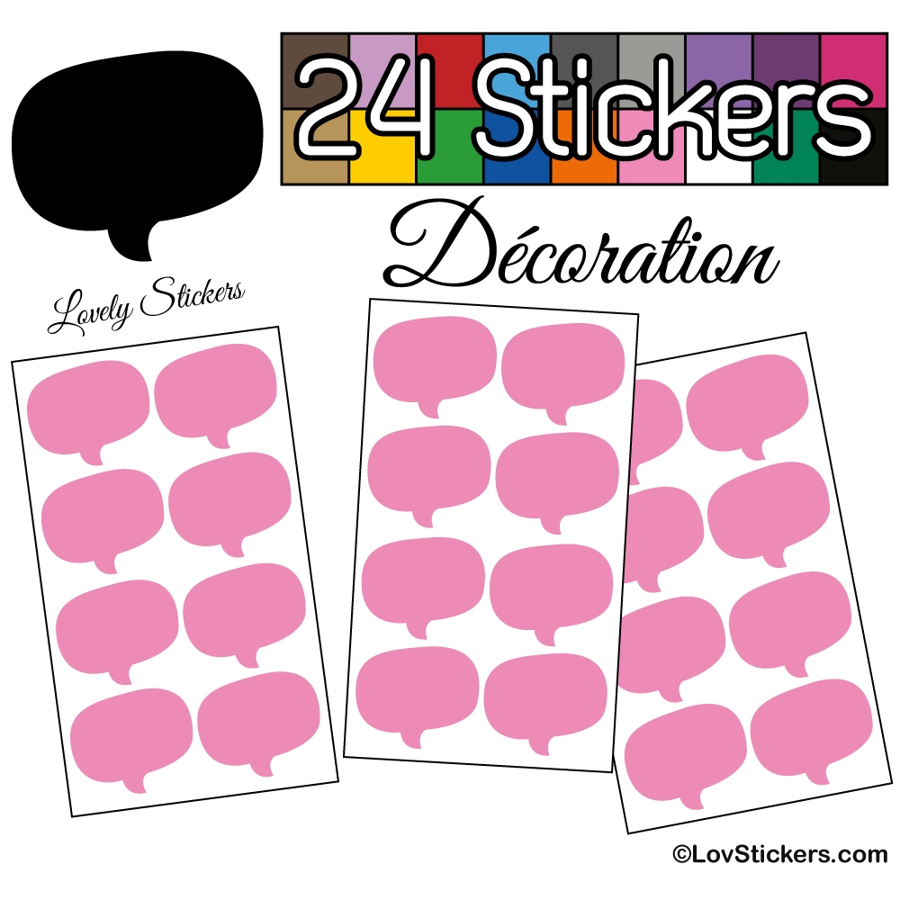24 Stickers Bulles - rose clair -  Autocollant Décoration Intérieur