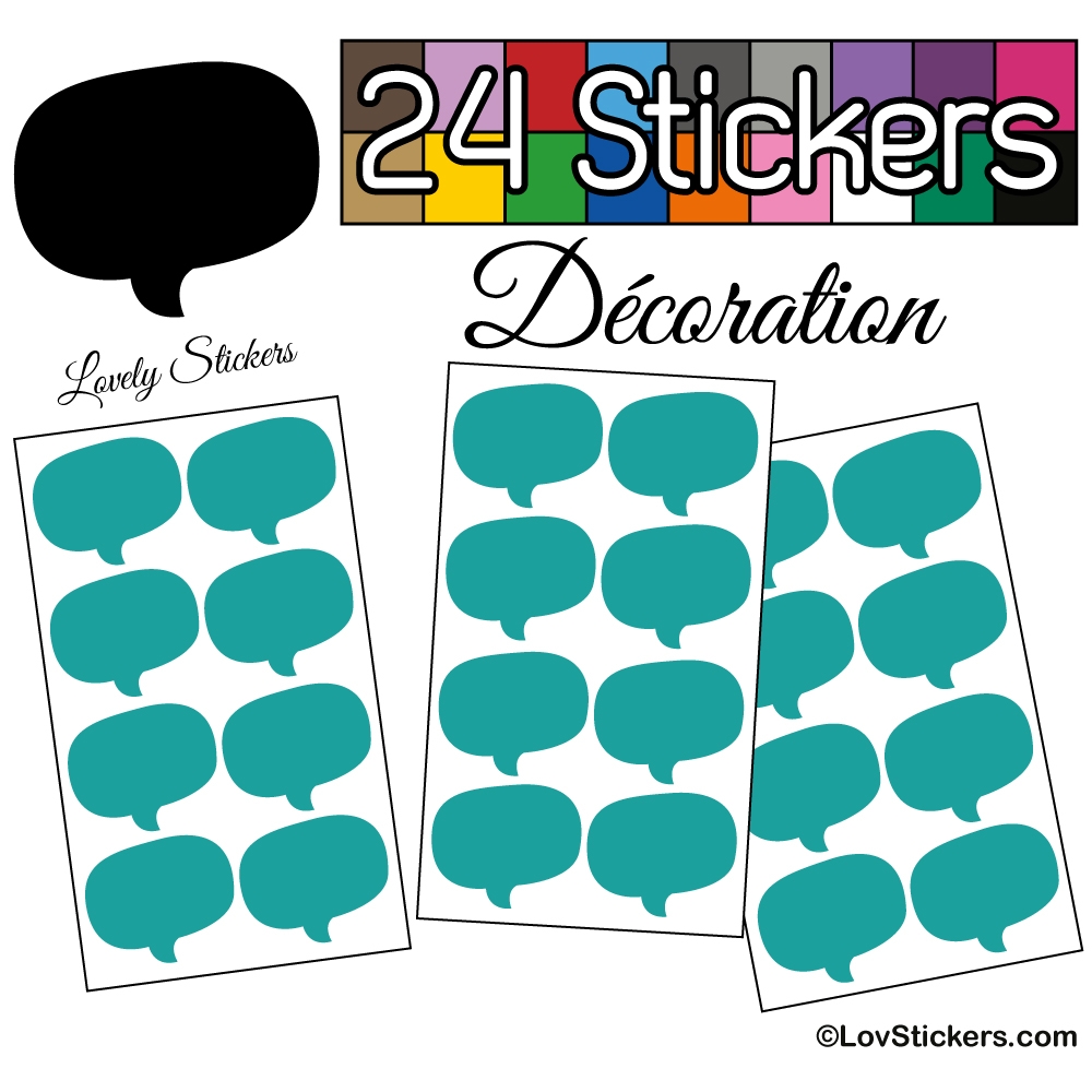 24 Stickers Bulles - turquoise - Autocollant Décoration Intérieur