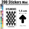 200 Flèches 1,5 cm - Gommette Deco - Repositionnable
