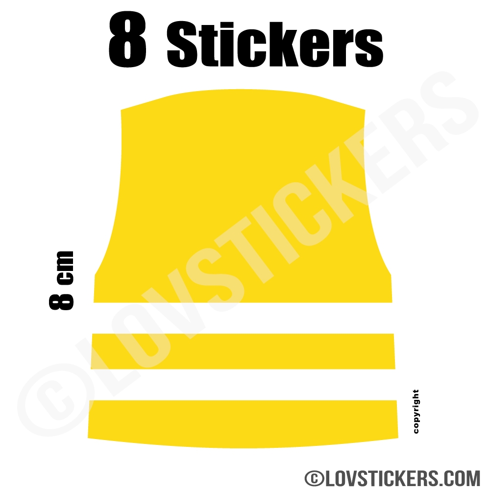8 Stickers Gilet Jaune - Autocollant Logo Gilet Jaune 8 Stickers Gilet Jaune - Autocollant Logo Gilet Jaune