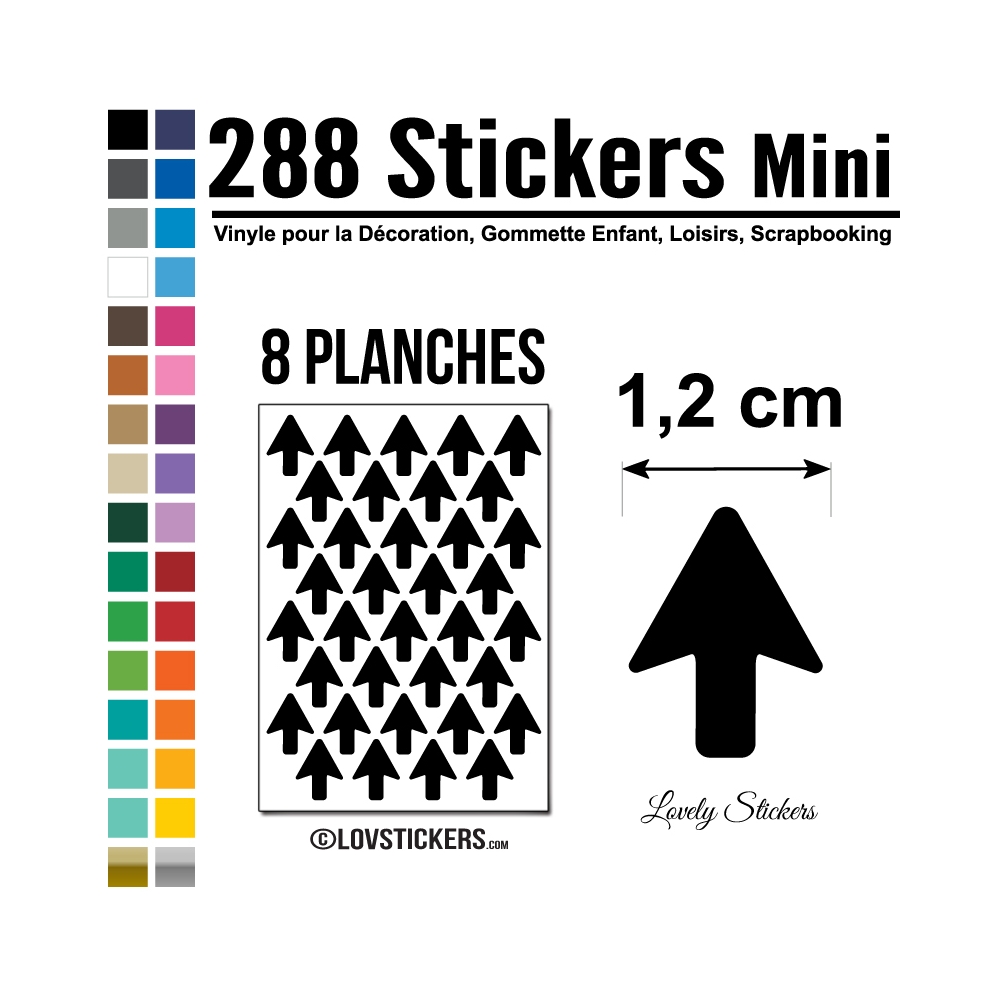 Kit de 288 Stickers Flèche - LovStickers Couleur Interieur Noir