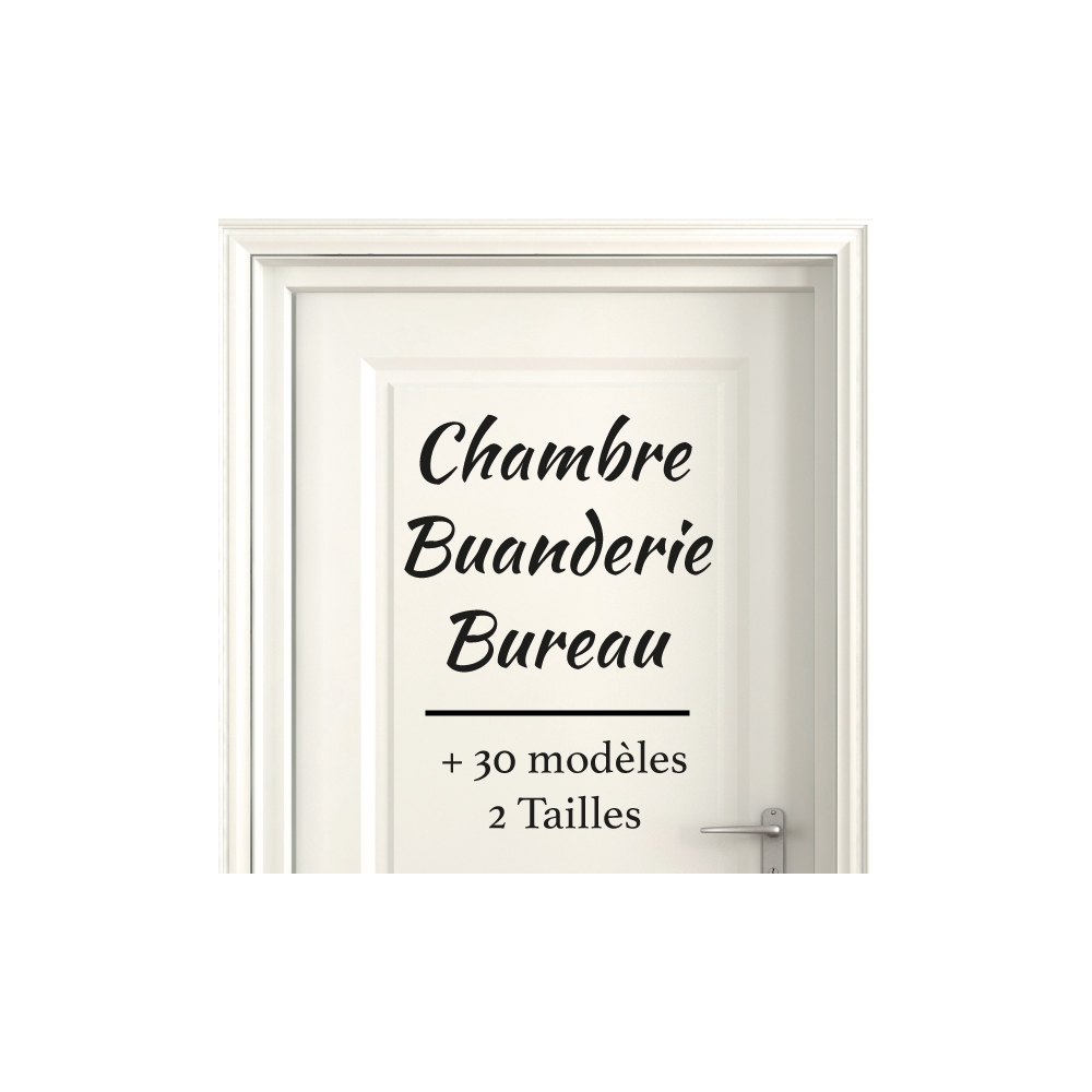 Sticker Porte - Typographie 01 - 8,90 € Couleur Interieur Noir Porte Maison  Atelier Taille Stickers Portes Normal