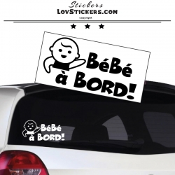 Sticker Bébé à Bord avec enfant qui fait signe Couleur Exterieur Noir