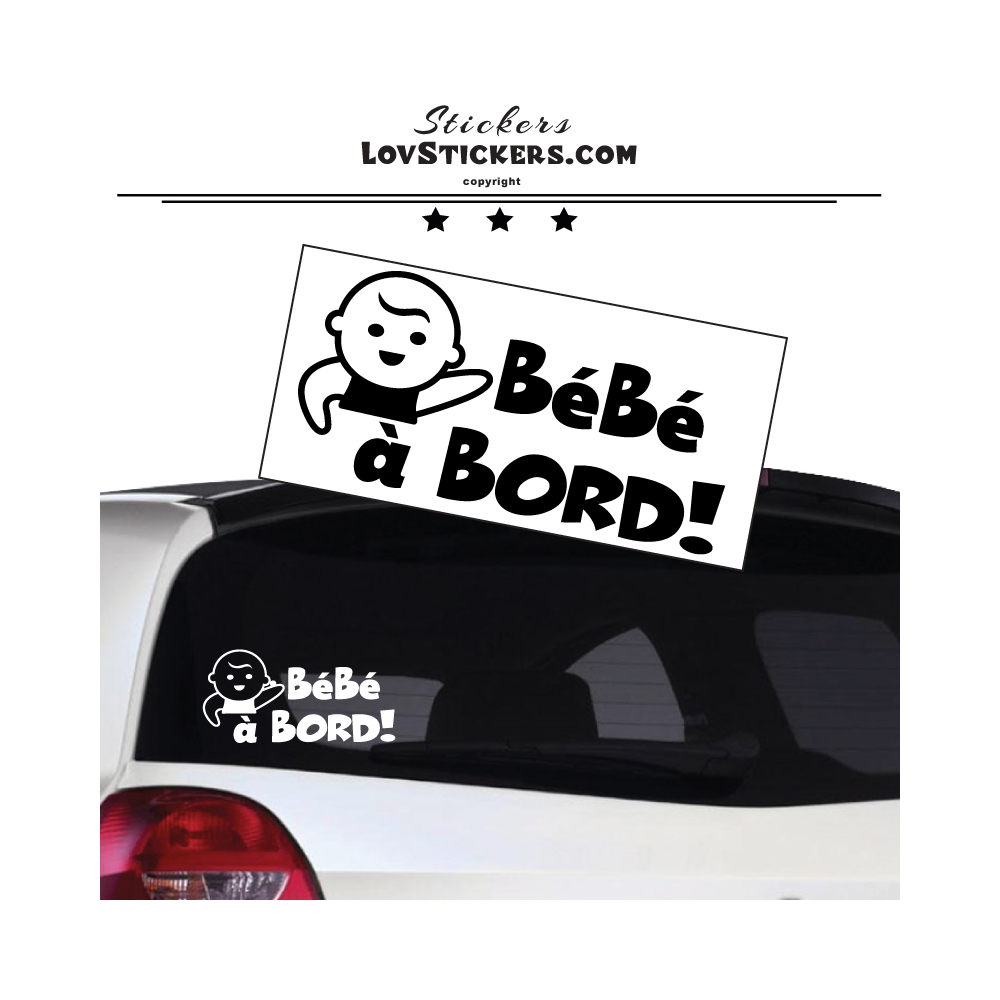 Sticker Bébé à Bord avec enfant qui fait signe Couleur Exterieur Noir