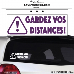 Sticker GARDEZ VOS DISTANCES ! avec Paneau Danger