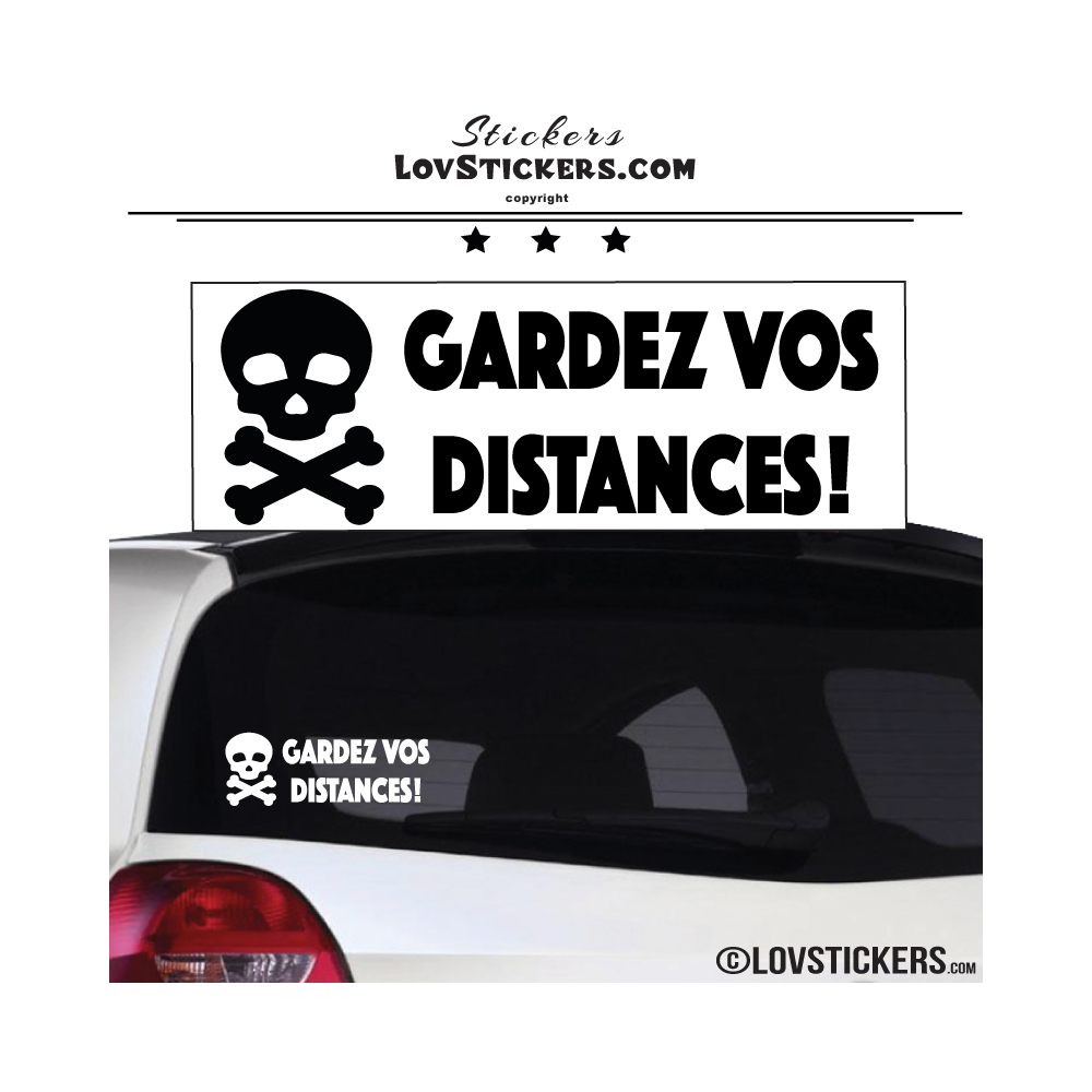 Sticker GARDEZ VOS DISTANCES ! avec Tête de Mort