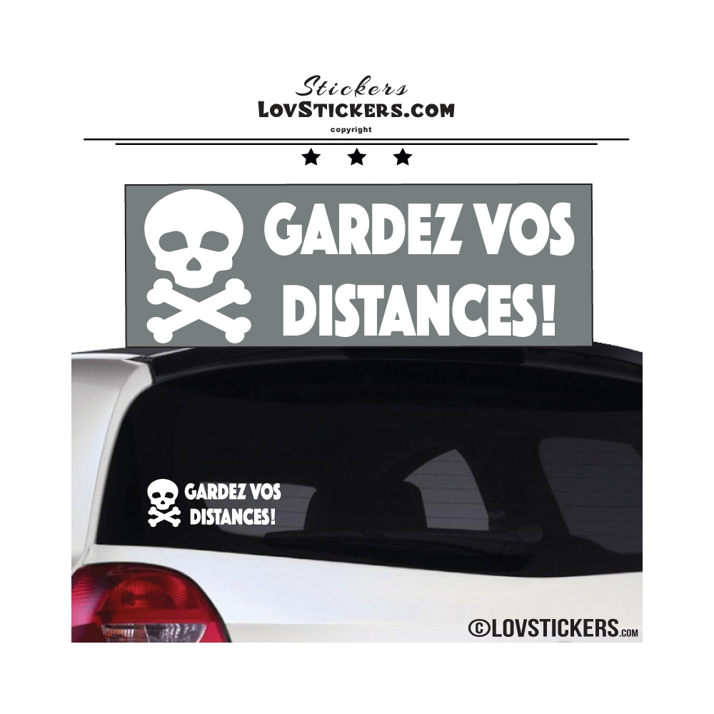 Sticker GARDEZ VOS DISTANCES ! avec Tête de Mort