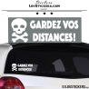 Sticker GARDEZ VOS DISTANCES ! avec Tête de Mort