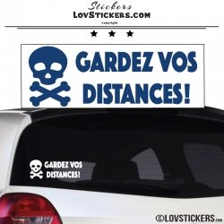 Sticker GARDEZ VOS DISTANCES ! avec Tête de Mort