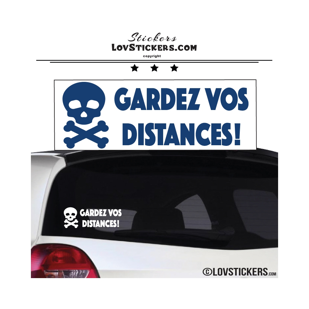 Sticker GARDEZ VOS DISTANCES ! avec Tête de Mort