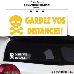 Sticker GARDEZ VOS DISTANCES ! avec Tête de Mort