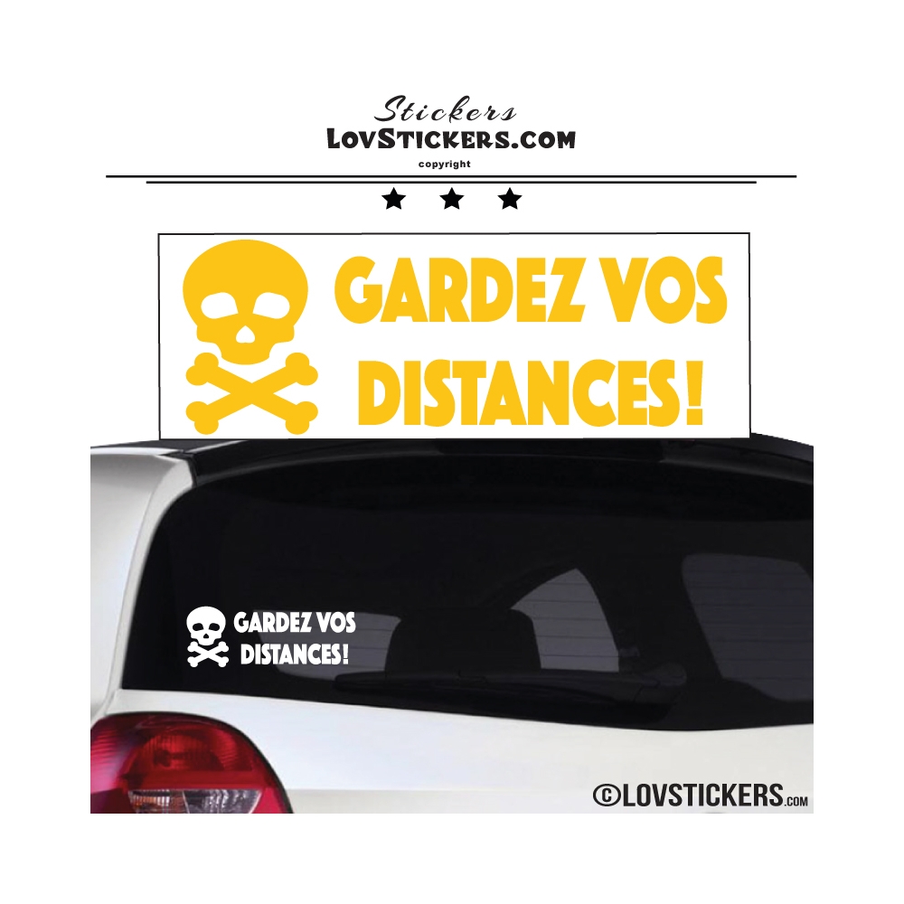 Sticker GARDEZ VOS DISTANCES ! avec Tête de Mort