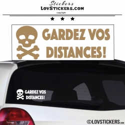 Sticker GARDEZ VOS DISTANCES ! avec Tête de Mort