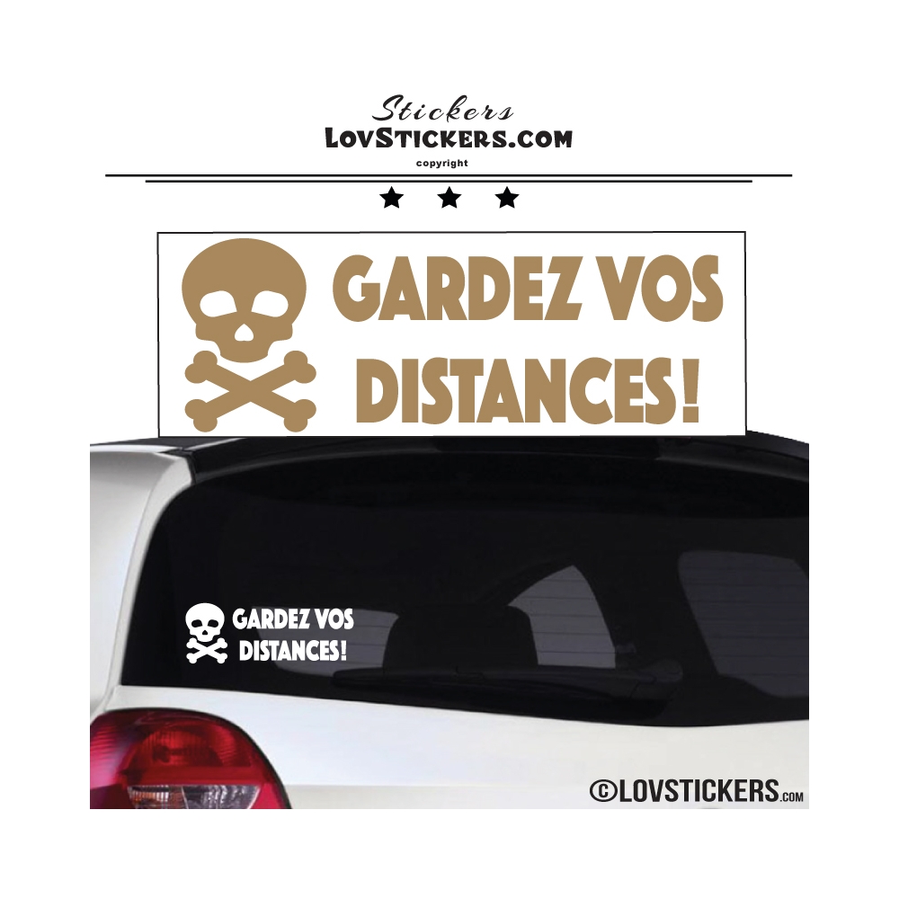 Sticker GARDEZ VOS DISTANCES ! avec Tête de Mort