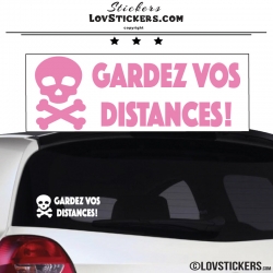 Sticker GARDEZ VOS DISTANCES ! avec Tête de Mort