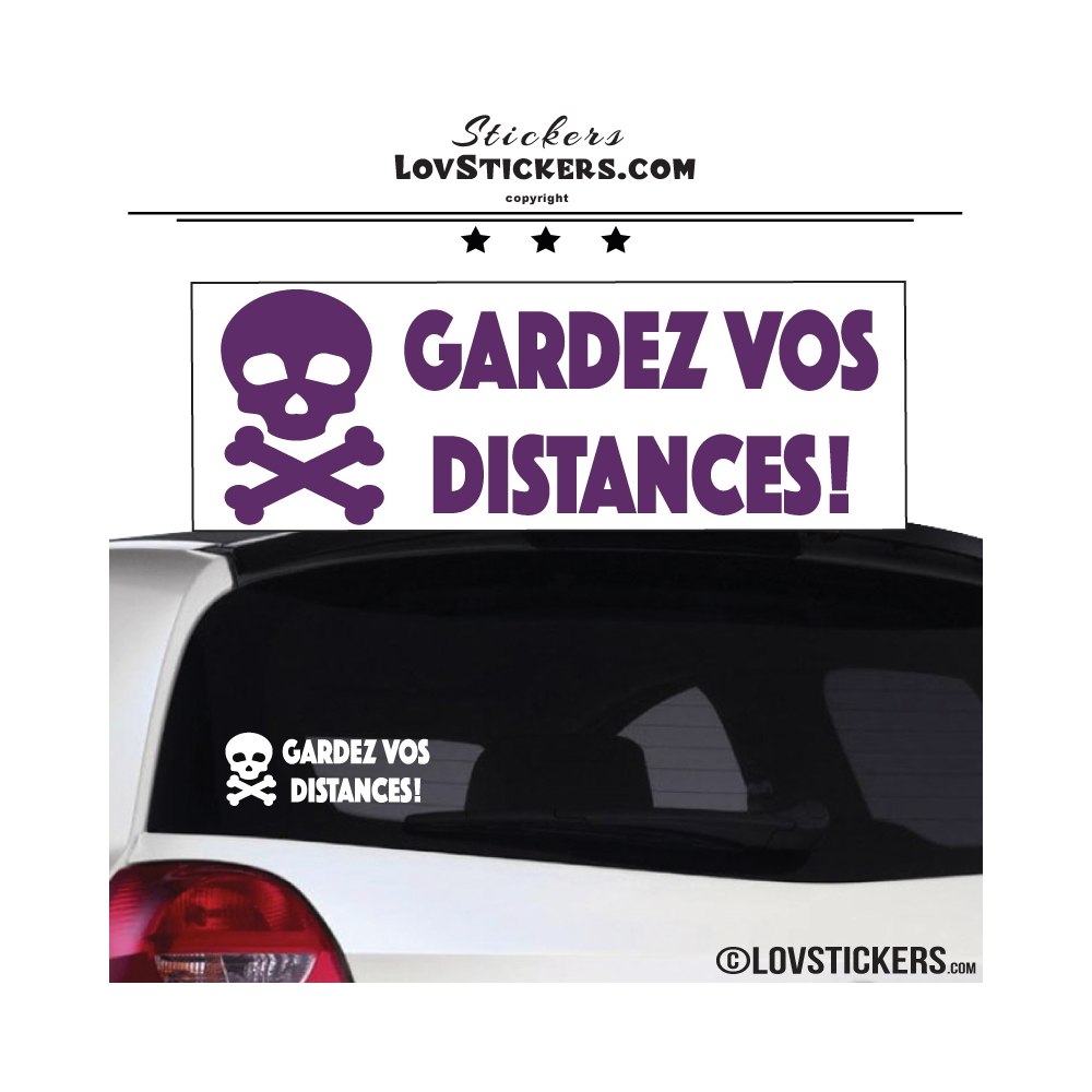 Sticker GARDEZ VOS DISTANCES ! avec Tête de Mort