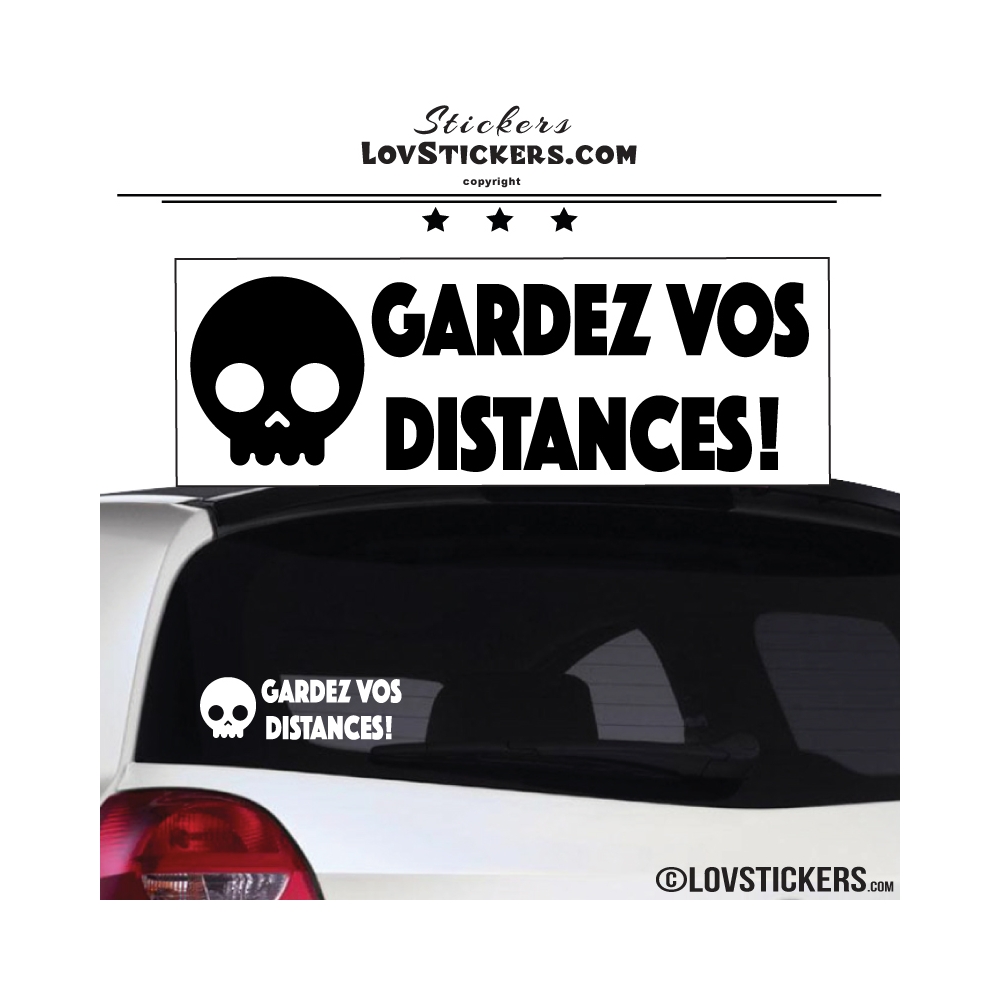 Sticker GARDEZ VOS DISTANCES ! avec Tête de Mort