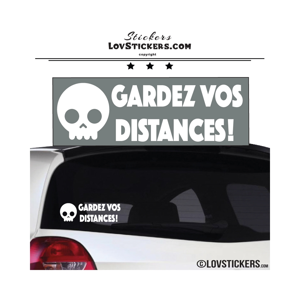 Sticker GARDEZ VOS DISTANCES ! avec Tête de Mort