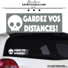 Sticker GARDEZ VOS DISTANCES ! avec Tête de Mort
