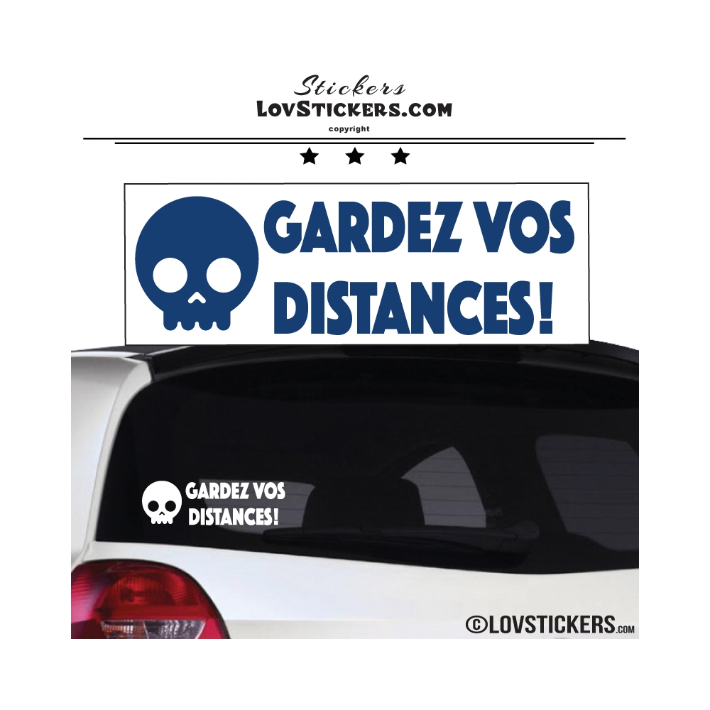 Sticker GARDEZ VOS DISTANCES ! avec Tête de Mort