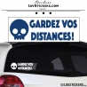 Sticker GARDEZ VOS DISTANCES ! avec Tête de Mort