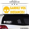 Sticker GARDEZ VOS DISTANCES ! avec Tête de Mort