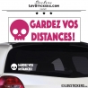 Sticker GARDEZ VOS DISTANCES ! avec Tête de Mort