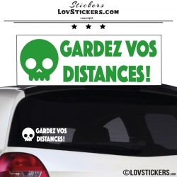 Sticker GARDEZ VOS DISTANCES ! avec Tête de Mort