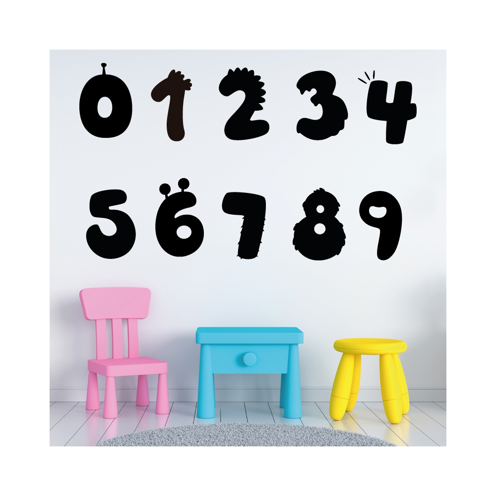 Stickers Chiffres - 10 Numeros Fantaisies pour enfants