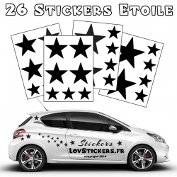 26 Stickers Etoiles Mixte - No1 - Deco auto voiture étoiles
