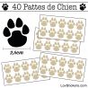 Stickers Pattes de Chien lot de 40 en 26 mm beige