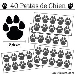 Stickers Pattes de Chien lot de 40 en 26 mm gris