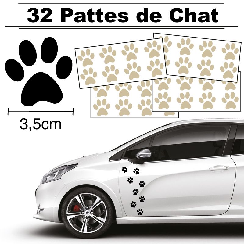 32 Stickers de Pattes de Chat largeur 35mm beige