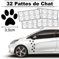 32 Stickers de Pattes de Chat largeur 35mm blanc