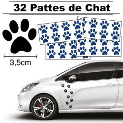 32 Stickers de Pattes de Chat largeur 35mm bleu gentiane