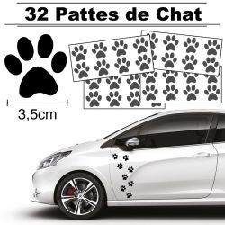 32 Stickers de Pattes de Chat largeur 35mm gris anthracite